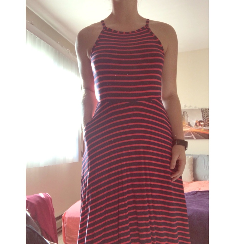 Red & Navy Striped Maurice’s Dress with Pockets